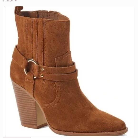 Aldo Womens Brends Cognac Suede Leather Ankle Boots Sz 11 - Picture 1 of 7